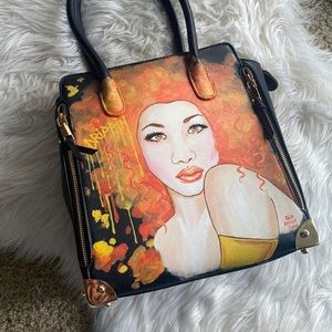 Custom hand painted, animated diamond dez standing purse.